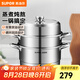 蘇泊爾（SUPOR）蒸鍋304不銹鋼三層復底多用蒸魚家用蒸籠電磁爐燃氣通用 歐式蒸鍋 3層 28cm