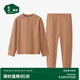 松山棉店商場(chǎng)同款小暖羊羅紋兒童保暖套裝A類(lèi)含羊毛柔軟彈力打底衣秋冬新 淺咖 120 cm