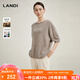 藍地（LANDI）[無(wú)縫一體成型]LANDI圓領(lǐng)羊毛針織衫女寬松半袖上衣秋新品 燕麥駝 M