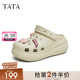 他她（TATA）洞洞鞋女防滑厚底2025秋季新款外穿包頭拖鞋涼鞋DWGN1BH4 杏色（7cm跟高） 39-40