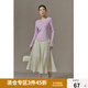 獨束大碼女裝簡約收腰弧擺顯瘦毛針織衫女秋冬新款微胖mm內(nèi)搭上衣 粉紫色 L
