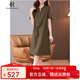 clotho Rennie品牌女裝休閑棉麻連衣裙女夏季2025年新款時尚簡約遮肚顯瘦裙子 咖色 M