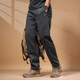 季言潮流男士褲子2025新款今年流行爆款 美式衛褲男直筒拼接運動(dòng)長(cháng)褲 深灰色 M