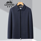 老爺車(chē)（LAOYECHE）翻領(lǐng)夾克外套男中年春秋新款高檔商務(wù)休閑中老年爸爸裝羊毛茄克衫 8879-深藍格子 L (175)