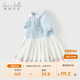 戴維貝拉兒童連衣裙女童學(xué)院風(fēng)polo裙女寶寶夏裝百褶裙