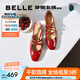 百麗（Belle）周雨彤同款珍妮女孩瑪麗珍鞋女商場(chǎng)款法式單鞋BR404AQ5 【楊天真/鐘麗緹同款】酒紅 38 (240mm)
