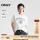 ONLY【七夕禮物】隨性慵懶寬松落肩圓領印花純棉T恤女|125101005 A43奶油白色 M