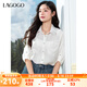 lagogo簡(jiǎn)約翻領(lǐng)寬松休閑襯衫女拉谷谷2025年夏季新款透氣中袖上衣 本白色 S