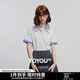 初語(yǔ)網(wǎng)球運動(dòng)T恤女2025夏季新款撞色拼接雙層領(lǐng)POLO短袖上衣 銀花灰 L