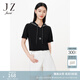 玖姿（JUZUI）商場同款輕運(yùn)動拉鏈帽衫夏款休閑短袖t恤JWCX80343 花黑 S