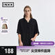 英克斯（inxx）APYD基礎簡(jiǎn)約純色短袖襯衫男女同款夏新品上衣APE2040681 黑色 S