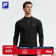 FILA 斐樂(lè)官方男裝針織長(zhǎng)袖上衣2025秋季新款健身運(yùn)動(dòng)舒適半拉鏈長(zhǎng)袖T 深黑-BK L 175/96A/L