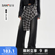 三福牛仔長(cháng)褲2025秋季可拆格子裝飾寬松闊腿褲女裝504875 黑色 S