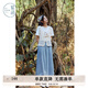 紫涵（ZIHAN）紫涵闊腿牛仔裙褲女夏季氣質(zhì)高腰顯瘦寬松拖地長(zhǎng)褲休閑褲 牛仔藍(lán) L