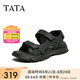 他她（TATA）運(yùn)動(dòng)休閑涼鞋男戶外厚底真皮沙灘鞋2025夏季新款27B17BL5 黑色 41
