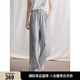 ELLE【水墨褲】新中式休閑褲女2024夏季新款通勤風垂墜感顯瘦褲子 灰藍 M