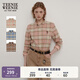 Teenie Weenie小熊女學(xué)院風(fēng)復(fù)古格紋棉襯衫2025年秋新款格子上衣 淺粉色 M