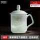 景德鎮(zhèn)（jdz）陶瓷家用中式手工長城茶杯茶具帶蓋辦公泡茶杯喝茶水杯送老師禮物 影青浮雕長城茶杯