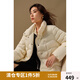 獨束大碼女裝立領(lǐng)弧形門襟羽絨服冬裝新款微寬松正肩白鴨絨外套女 米杏色 XL (尺碼：3)