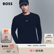 BOSS博斯男士25年秋冬新款撞色徽標常規版彈力棉質(zhì)T恤 001-黑色 XL