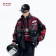 BJHG不計后果美式賽車(chē)夾克外套男款春季2026新款潮牌機車(chē)荔枝紋皮衣女 復古黑紅 L