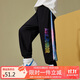 ASK JUNIOR男童褲子2025夏薄款印花長(zhǎng)褲時(shí)尚涼爽兒童防蚊褲 黑色 160