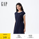 GAP女裝2025夏季新款刺繡logo抽繩收腰中長棉質(zhì)無袖連衣裙764900