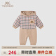 英氏（YEEHOO）【商場同款】超萌嬰兒服秋款男寶寶外出夾棉連帽哈衣