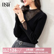 歐莎（OSA）知性半高領(lǐng)針織衫女2025秋裝新款洋氣內(nèi)搭蕾絲打底上衣外穿氣質(zhì) 黑色B XL