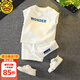 G.DUCKKIDS小黃鴨童裝男童夏季套裝新款小童寶寶夏天衣服兒童背心夏裝運動褲 白色 90 尺碼1~2歲【 80-90cm】