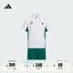 adidas男大童速干涼爽休閑舒適短袖套裝夏季新款阿迪達(dá)斯官方   白/森林綠   128
