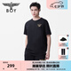 BOY LONDON【小logo】春夏情侶款簡約休閑雙色針織短袖T恤N01916 黑色 L