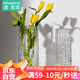 漫生活玻璃花瓶插花水養(yǎng)透明插花瓶百搭冰川紋水養(yǎng)輕奢水培植物擺件24cm