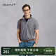 GANT/甘特【100%棉】夏季男士休閑撞色條紋圓點(diǎn)翻領(lǐng)短袖T恤POLO衫 433灰藍(lán)色 M