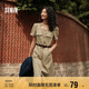 森馬連衣裙女小方領(lǐng)開叉長(zhǎng)裙夏法式優(yōu)雅格調(diào)工裝裙101324114048