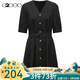 G2000【泡泡袖】G2000女裝SS24商場(chǎng)新款棉質(zhì)順滑配腰帶V領(lǐng)襯衫式連衣裙 順滑面料-黑色襯衫連衣裙36寸 M （36）