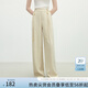 范思藍(lán)恩高腰直筒休閑褲女夏季2025新款游牧風(fēng)綁帶麻感闊腿褲2282 卡其 L