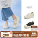 百思圖25夏復古休閑漁夫鞋厚底圓頭女單鞋B7809BA5 米色 37