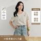 茵曼休閑花朵刺繡t恤夏季女裝設(shè)計感圓領(lǐng)短袖寬松打底上衣 淺杏色  XL