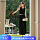 Olrain歐芮兒黑色針織套裝女夏季新款小個子氣質(zhì)半裙兩件套 黑色 M