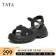 他她（TATA）涼鞋女鞋2025夏季新款休閑厚底法式氣質(zhì)時裝涼鞋女 黑色 36