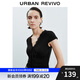 UR2025秋季新款女裝氣質(zhì)魅力拼接蕾絲系帶T恤UWG450159 黑色 S