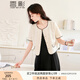 香影（xiangying）小香風(fēng)蕾絲開衫外套女短款2025春夏新款花邊法式米白短袖上衣 米色 S