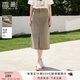 香影美式復古綠色牛仔半身裙女2025夏季新款純棉高腰前開(kāi)叉a字裙 灰綠 L 165/88A/110-125斤