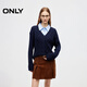 ONLY 2025秋季復(fù)古風(fēng)假兩件襯衫領(lǐng)落肩長袖針織衫女|125313034