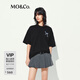 MO&Co.短袖T恤2025夏新品接觸瞬間涼感涂鴉字體印花寬松上衣MBE2TEET12 黑色 XS /155