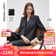 朗姿純羊毛灰色條紋西服/西褲/馬甲氣質(zhì)正裝2025春新款高級感西裝 深灰色西裝 M