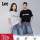 Lee25新品寬松版單褶設計中淺藍水洗男女同款牛仔短褲潮流A08125 中淺藍色 L