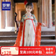 羅蒙兒童漢服春秋季女童唐裝中國風女孩古裝畢業(yè)演出服 敦煌綠 130