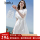 百圖betu女裝2025夏季新款短袖連衣裙重工刺繡收腰顯瘦裙子女2505T75 白色 S